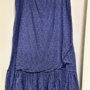 Northbrook Blue Lace Skirt with Crossover Detail & Ruffled Hem